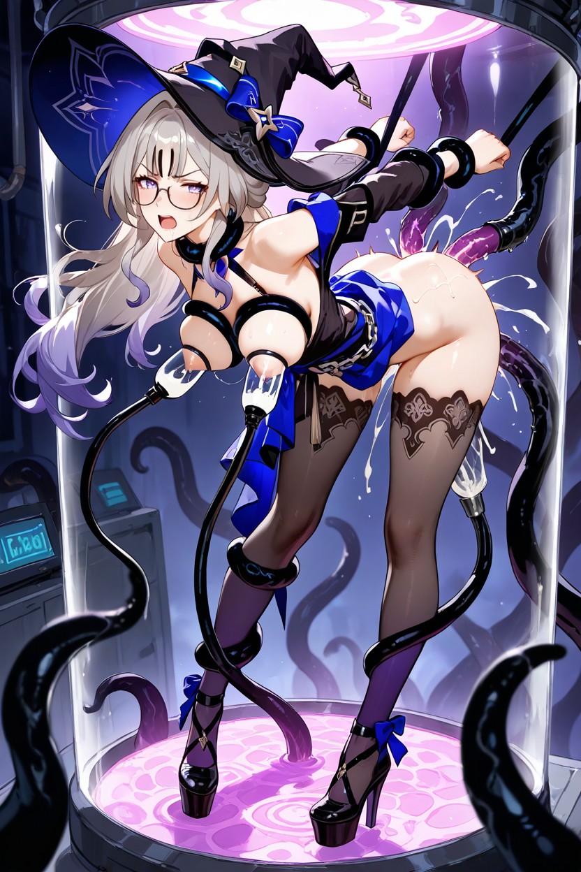 Clothed, Hands And Feet Bound By Tentacles, Medium Ass Hentai AI Porn