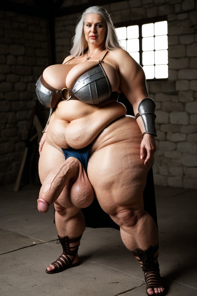 Gladiador, Pelo Blanco, Large Veiny Calves Porno IA