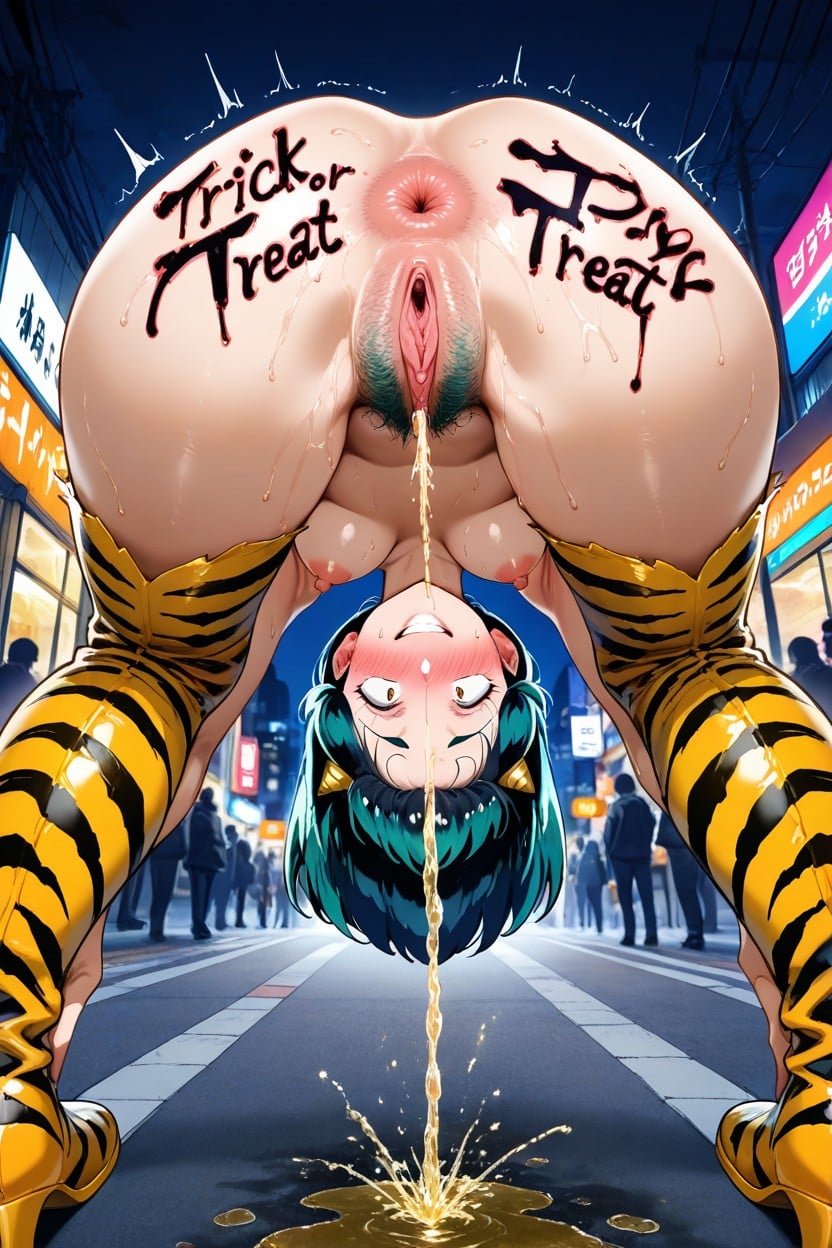 Large Amount Of Urine, Tiger Print Boots, Pee Stain Hentai AI Porn