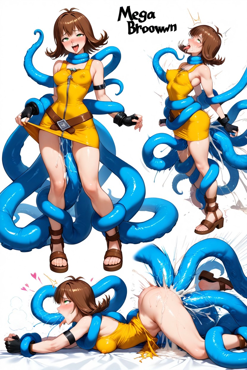 Vaginal Penetration, Fucked By Multiple Light Blue Ice Tentacules, Anal Penetration Hentai AI Porn