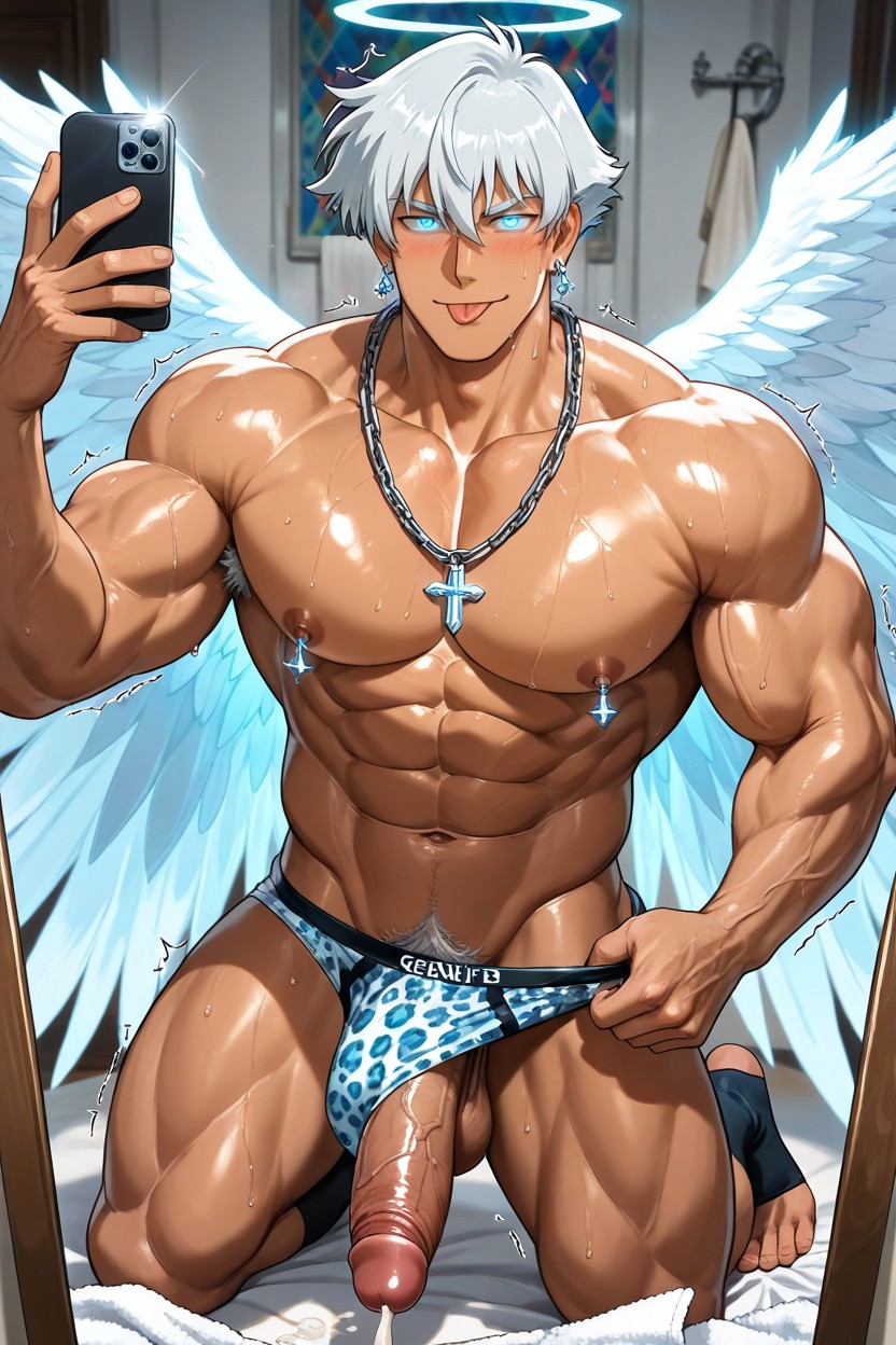 Steel Chain Necklace, Glow Silver Hair, Armpit Hair AI Gay Porn
