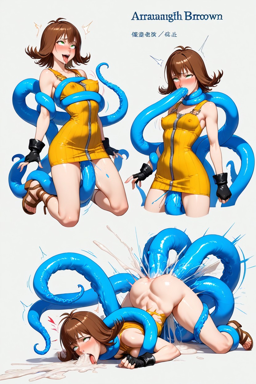 Small Breasts, Fucked By Multiple Light Blue Ice Tentacules, Deep Thrust Hentai AI Porn
