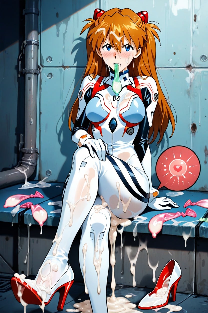 Semen Soaked High Heels, White Bodysuit, Used Condom Hentai AI Porn