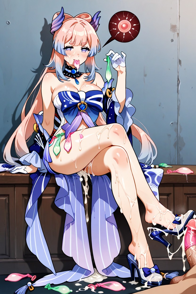 Footjob, Skinny, Foot Stepping Into Semen Soaked High Heel Hentai AI Porn