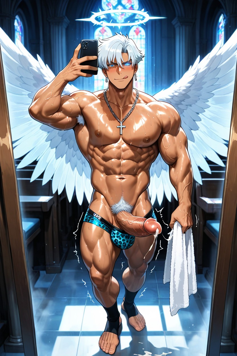 Selfie, Glowing Eyes, Full Body AI Gay Porn