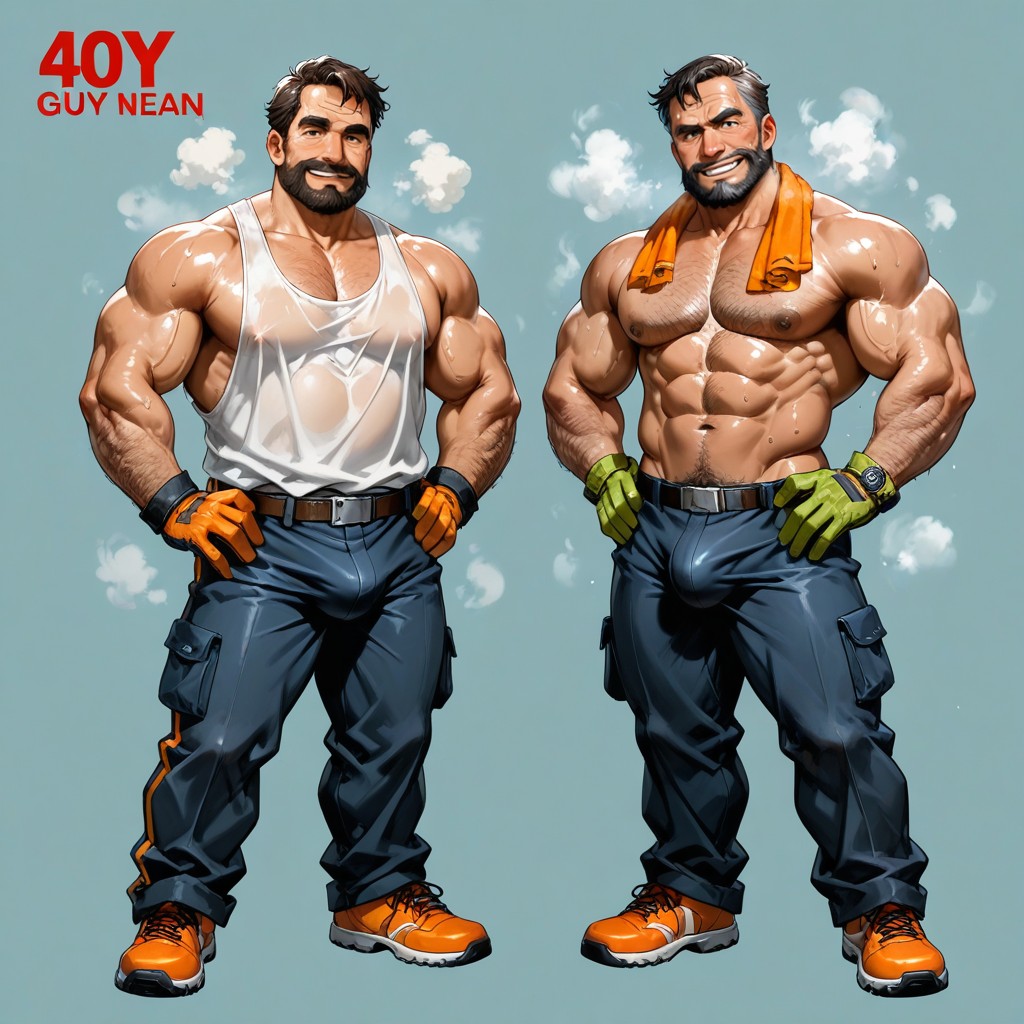 Brown Skin, Coal Miner, Solo AI Gay Porn
