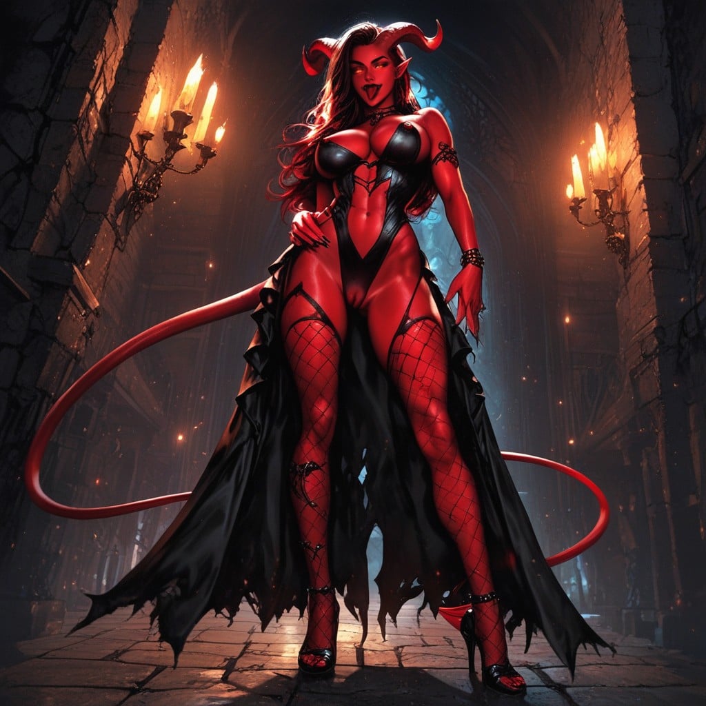 Mist Swirling At Her Feet, Elegant Curved Horns, Glowing Eyes AI Porn
