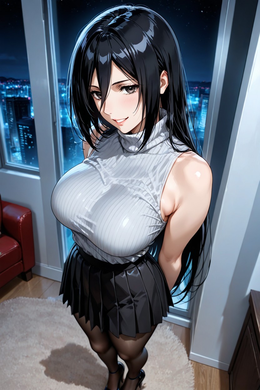 Night, Living Room, Shoulders Back Hentai IA