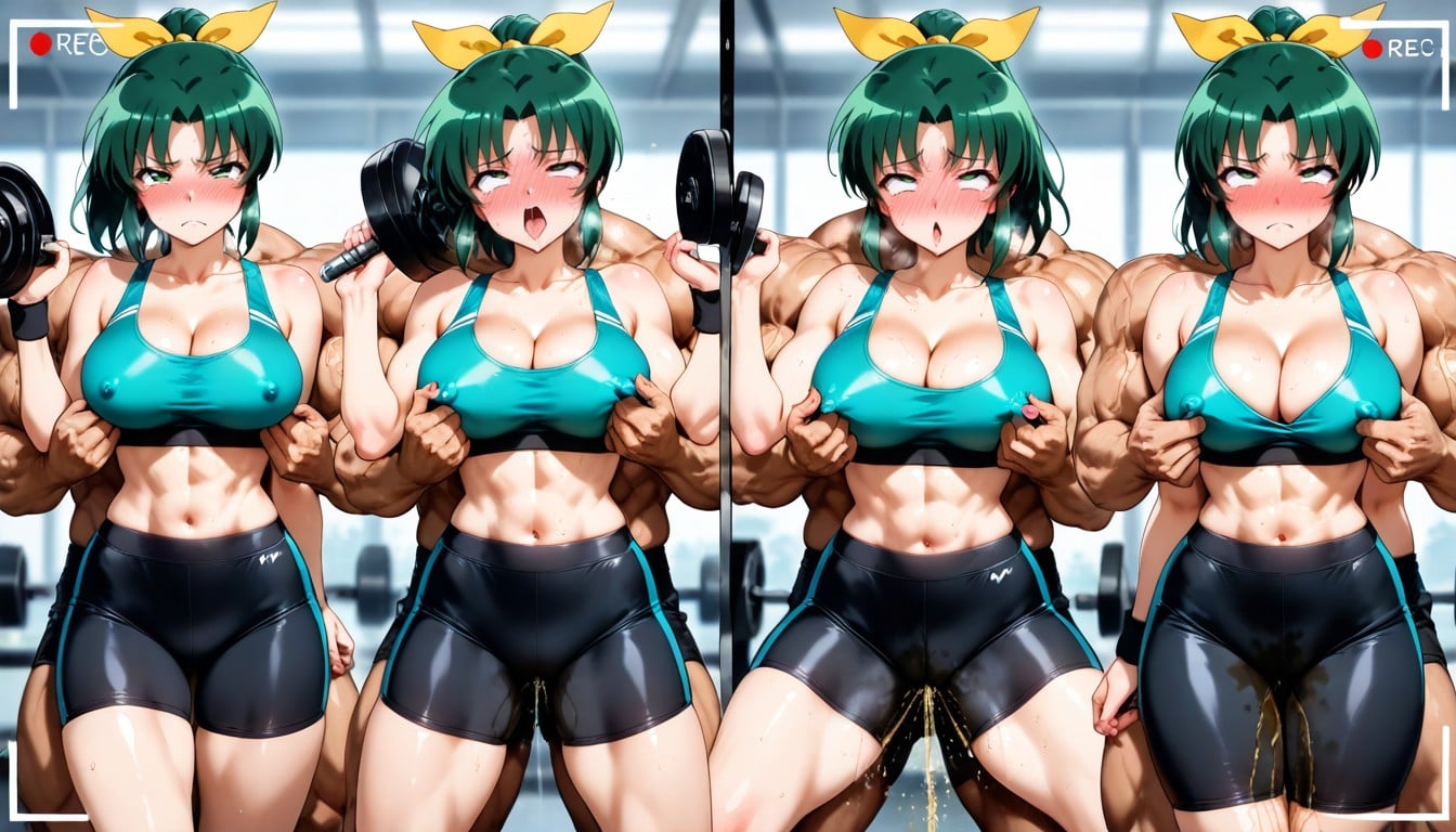 Grabbing From Behind, Erect Nipples, Sporty Shorts Hentai AI Porn