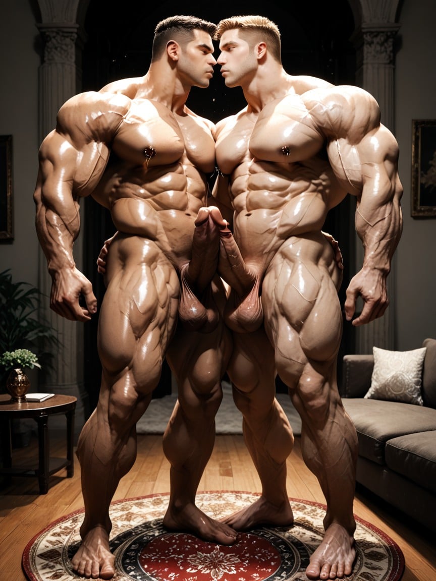 Massive Feet And Hands, Oversized Muscles, Tanned Skin AI Gay Porn