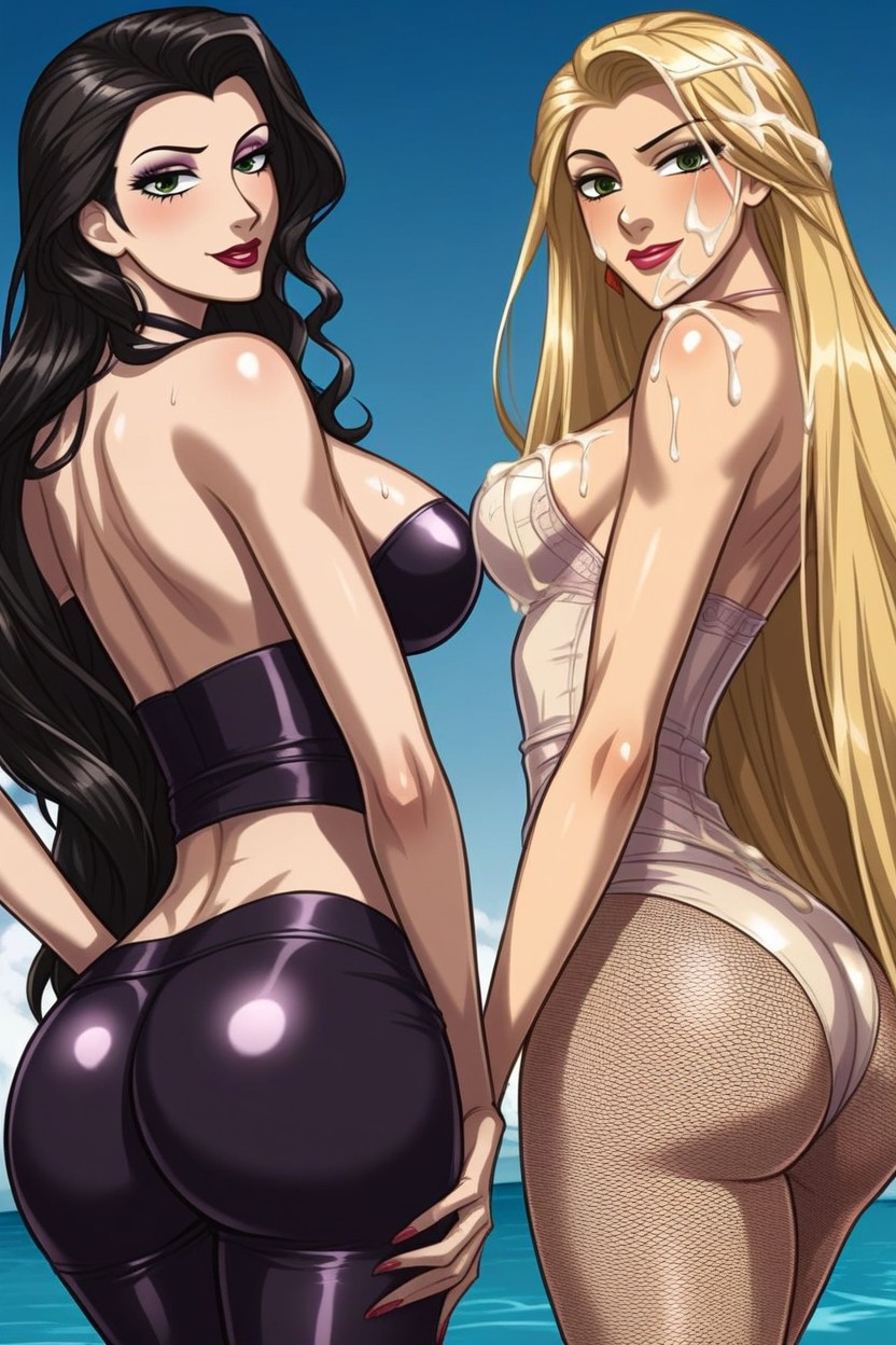 Small Ass, Fishnets, Asami Sato Have Medium Ass And Round Hips AI Porn