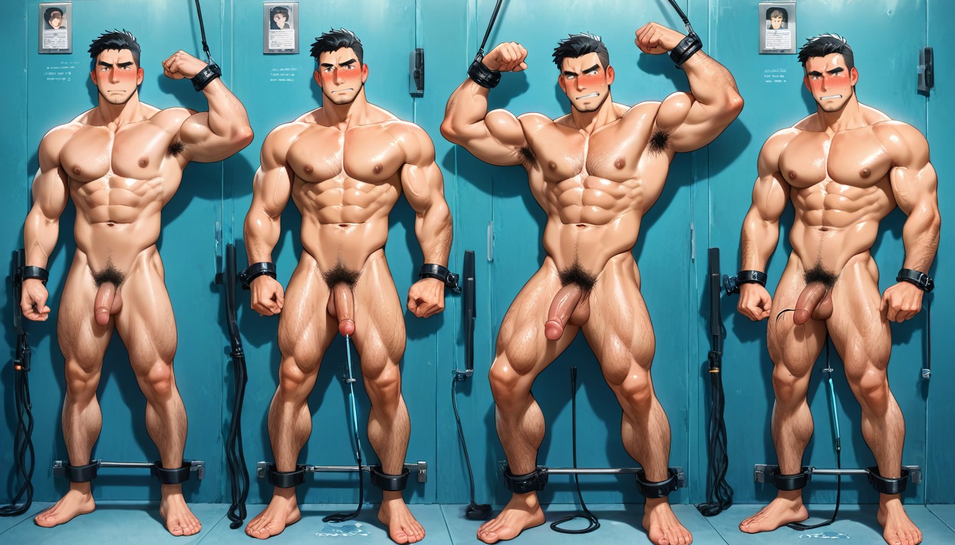 Their Penises Are Flaccid For Efficiency, Bound At Their Hands And Feet, Naked AI Gay Porn