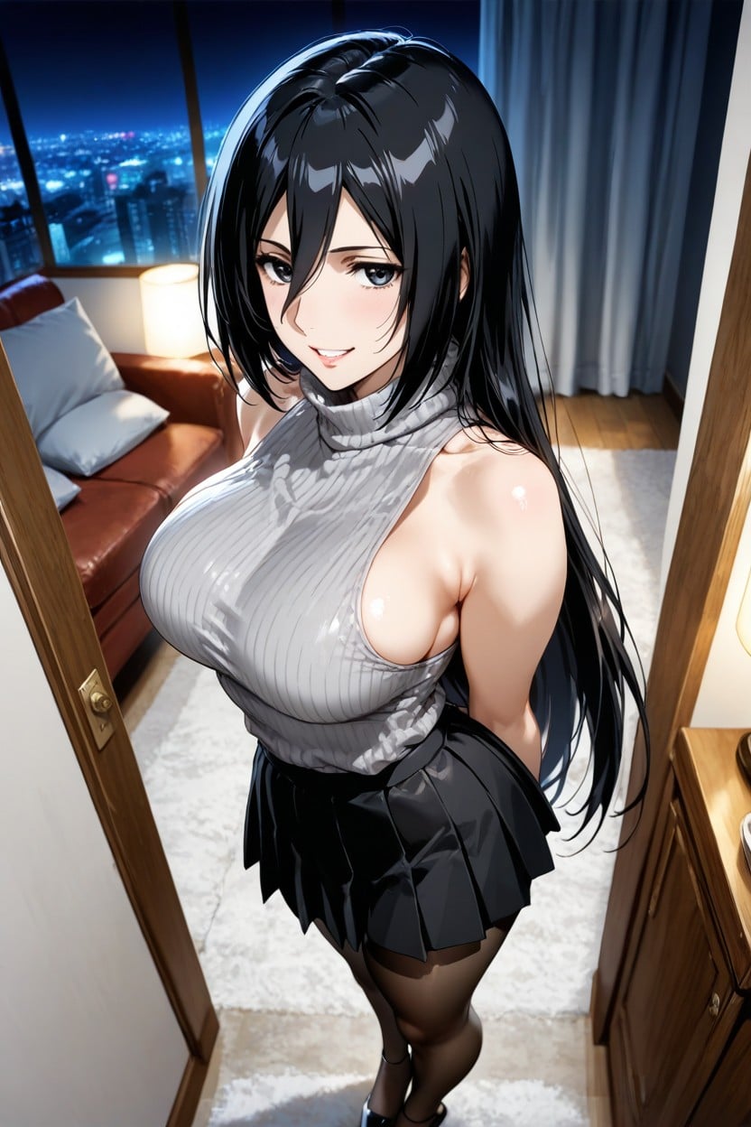 Black Tights, Medium Ass, Shoulders Back Hentai AI Porn