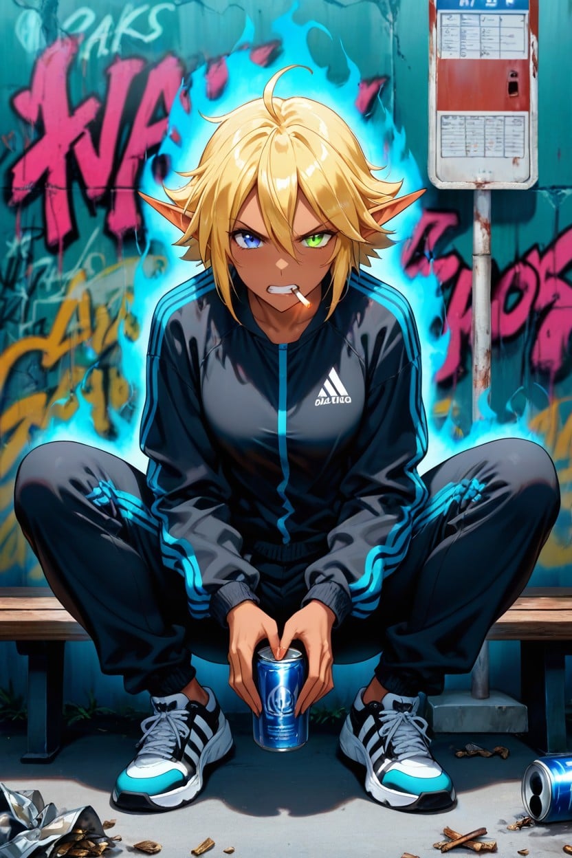 Bus Stop, 25+, Dark Elf Hentai AI Porn