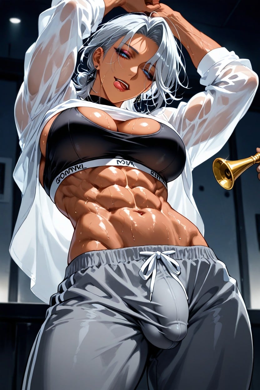 Handsome Mature Lady, Dark Skin, Abs Hentai AI Porn