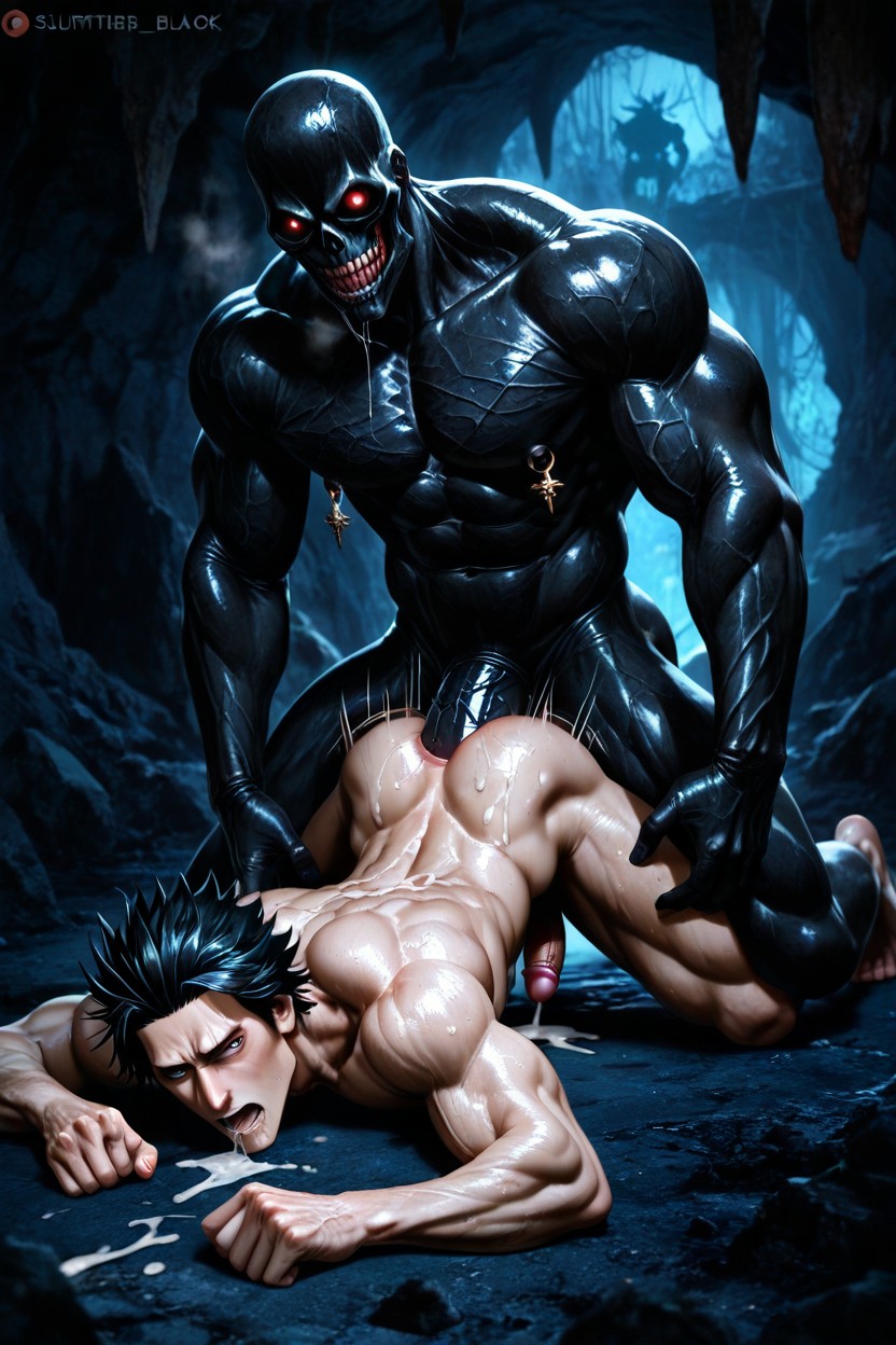 Masculine College Jock Cosplaying As Yami Sukehiro Black Clover, With Saliva, Drool AI Gay Porn