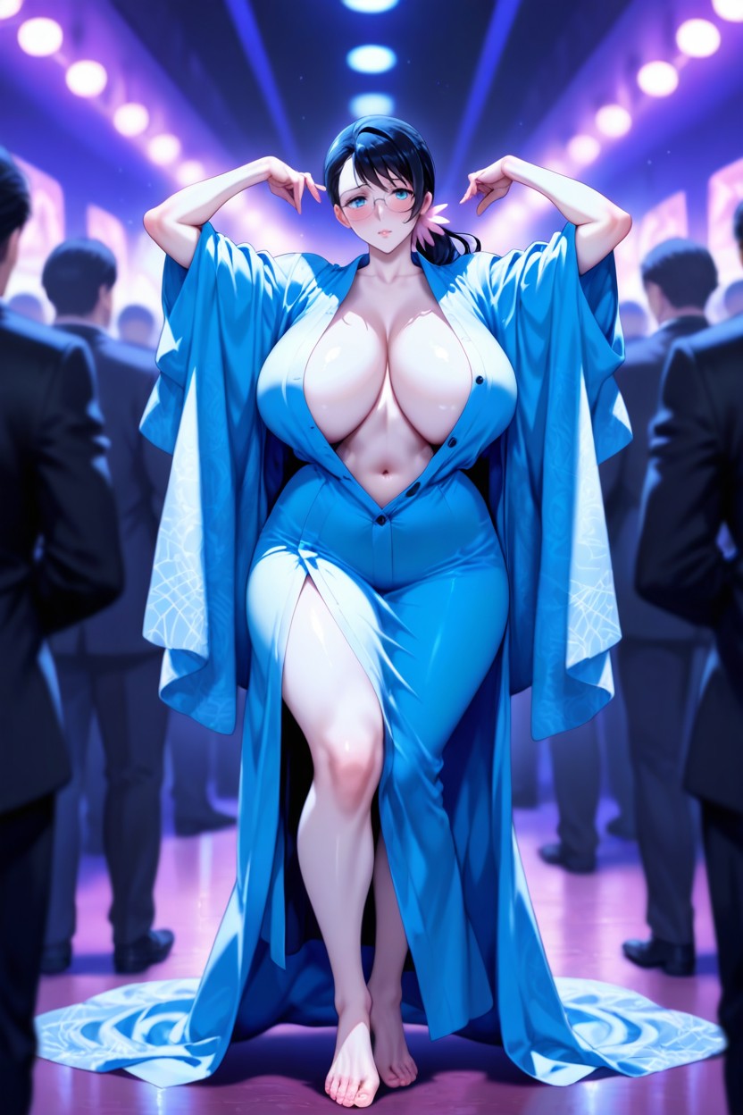Side View, Tip Toes, Blue Eyes Hentai AI Porn