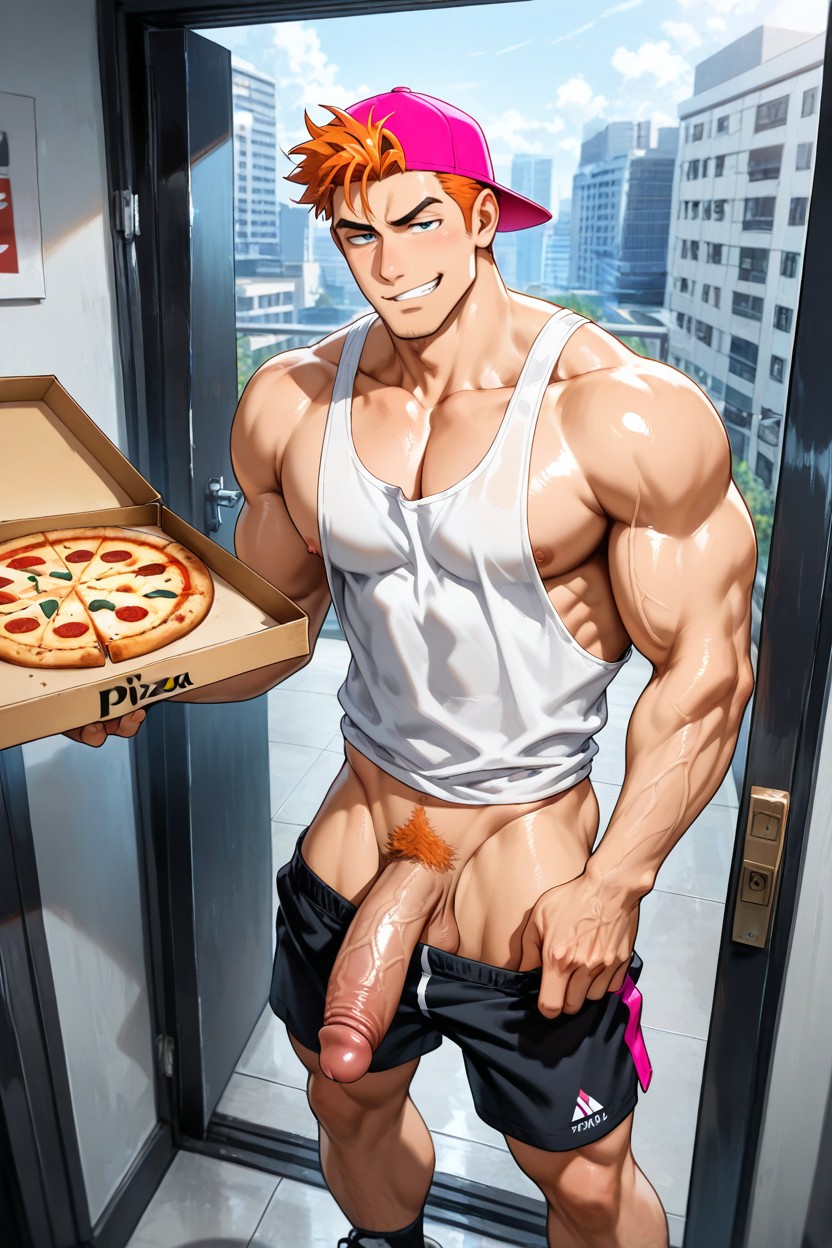 Hall, Nipples, Muscular Chest AI Gay Porn