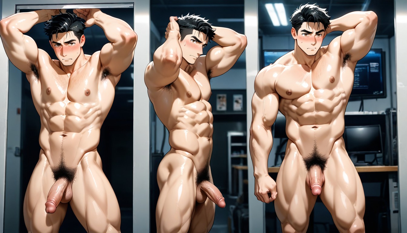 Making Their Bodies Clearly Visible, Embarrassed , Facing Forward AI Gay Porn