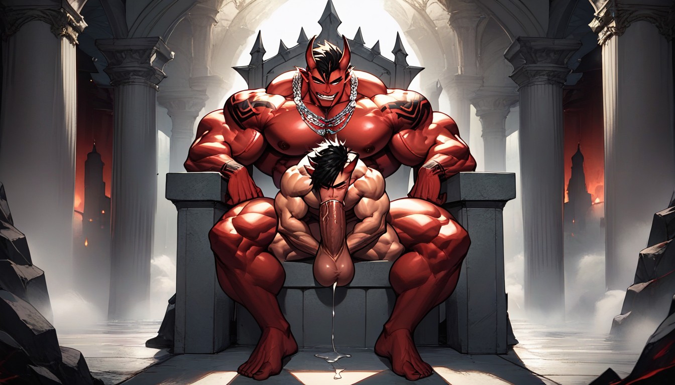 Sitting On A Throne, Demon, 2 People Hentai AI Porn