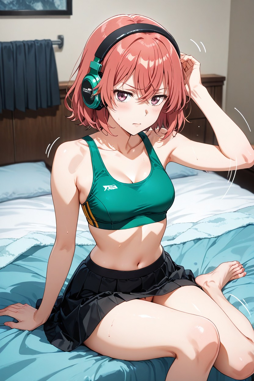 Skirt, Green Sports Bra, Anime Hentai AI Porn