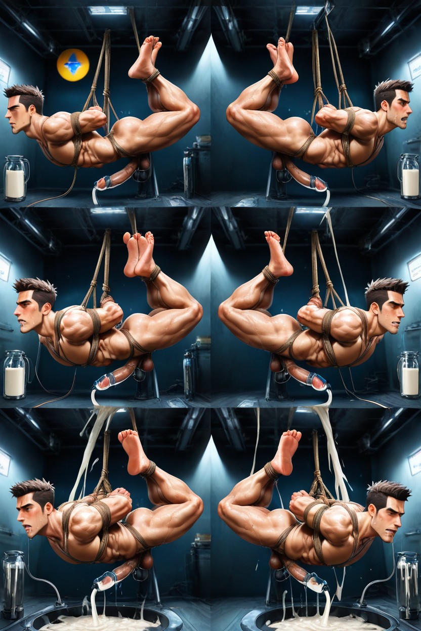 Side View, Completely Naked, Muscular AI Gay Porn