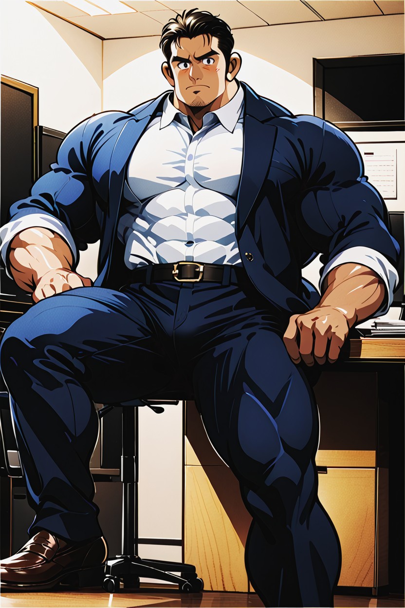 Looking At The Observer, Muscular Arms, Masculine AI Gay Porn