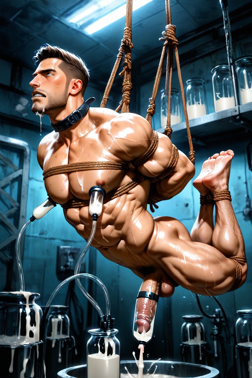 Sex Slaves, Cum Collected In Jars, Fully Naked AI Gay Porn