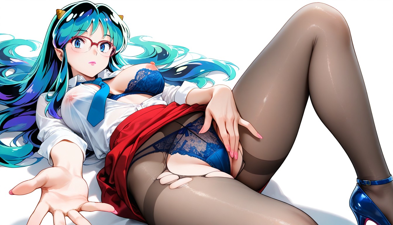Woman, Blue Tie, Expressionless Hentai AI Porn