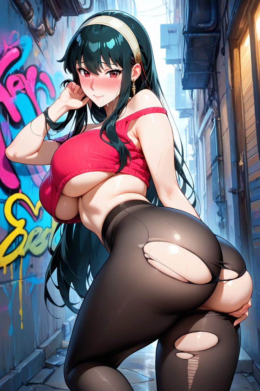 Yor Briar, Extremely Blush, Colorful Graffiti Hentai AI Porn