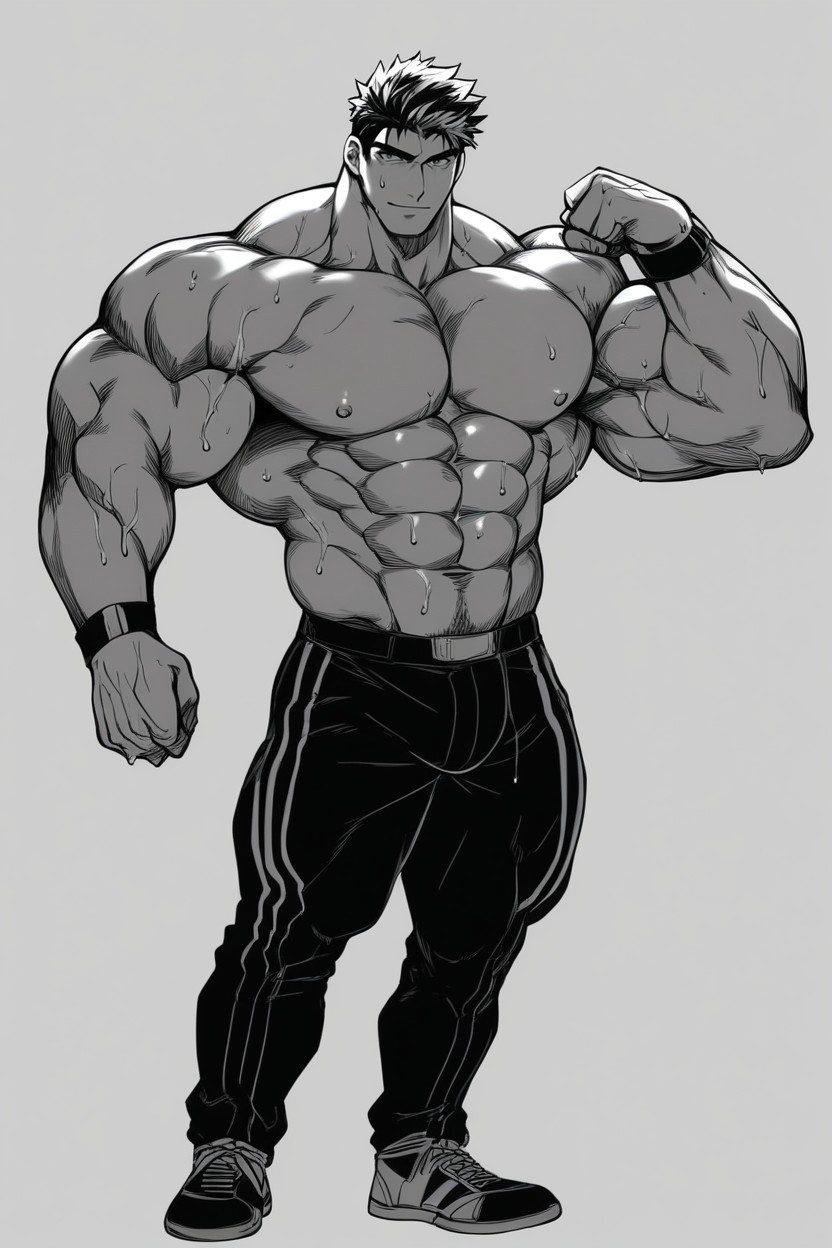 Broad Chest, Sharp Line Art, Anime Aesthetic AI Gay Porn
