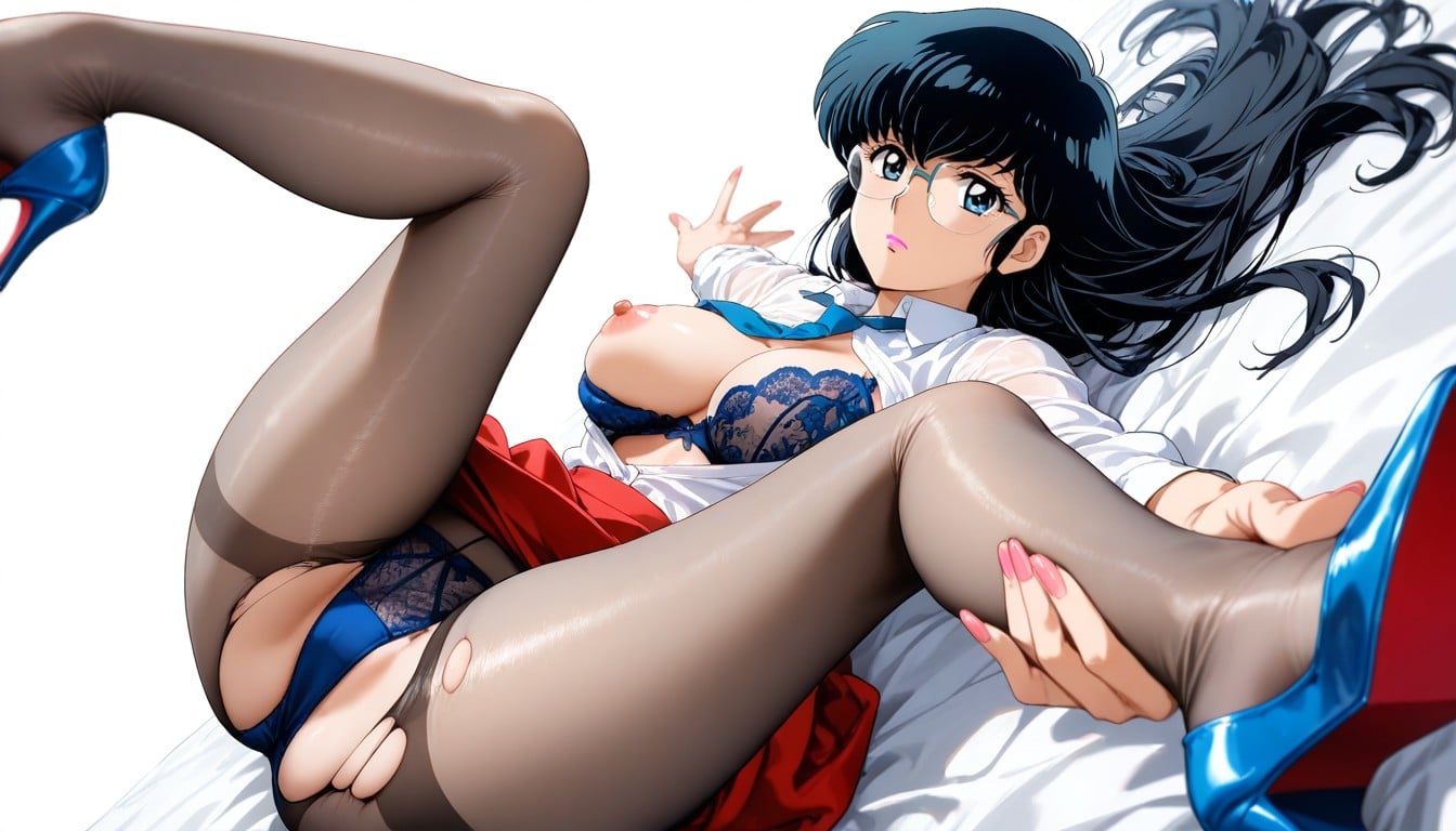 Side View, See Through White T Shirt, V Spreading Legs Hentai AI Porn