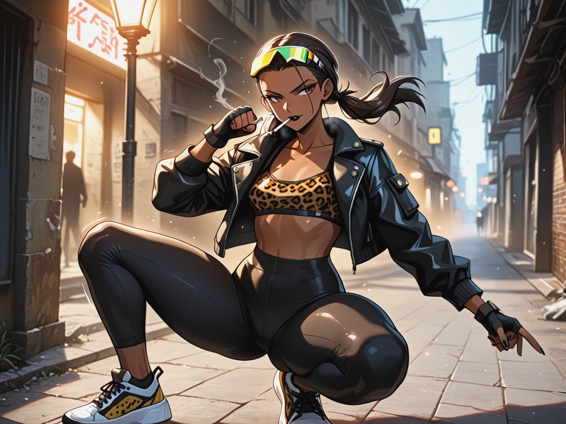 Light Cyber Armor, Bokeh, City Alley Lighting AI Porn