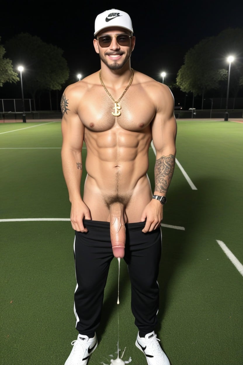 Sparks In Balls, Goatee And Mustache, Sport Sunglasses AI Gay Porn