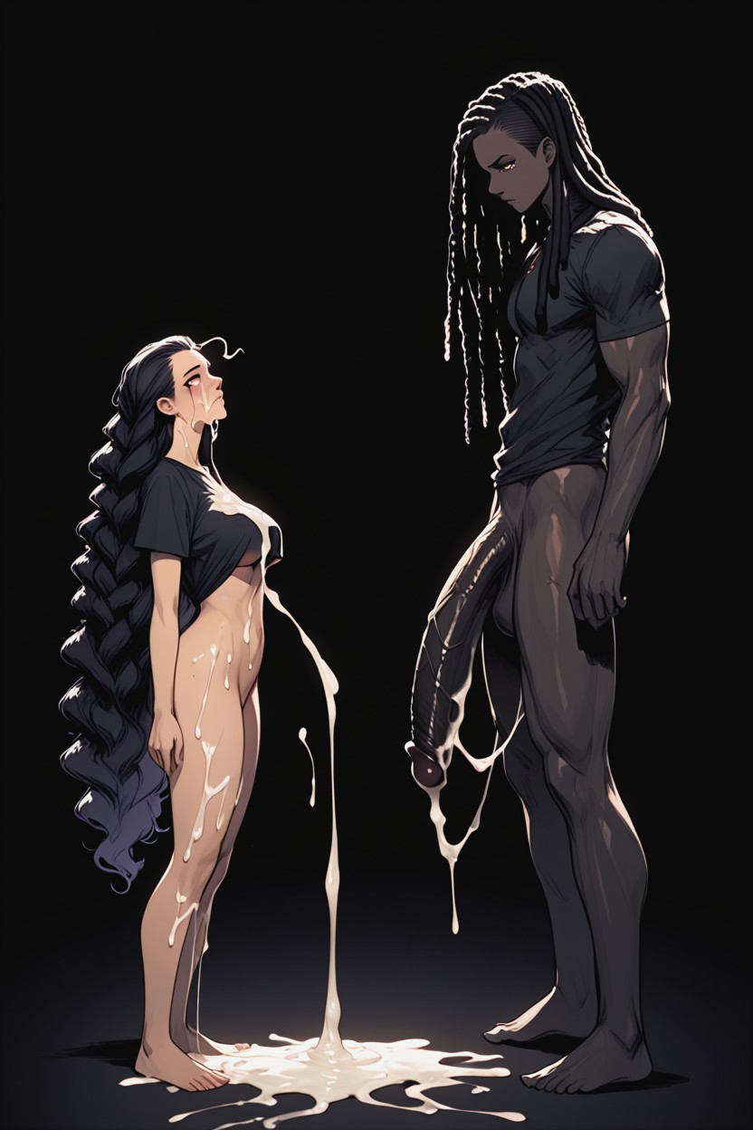 Glowing Hair, Flowing Hairstyle, Over Sized Hooded Shirt Hentai AI Porn