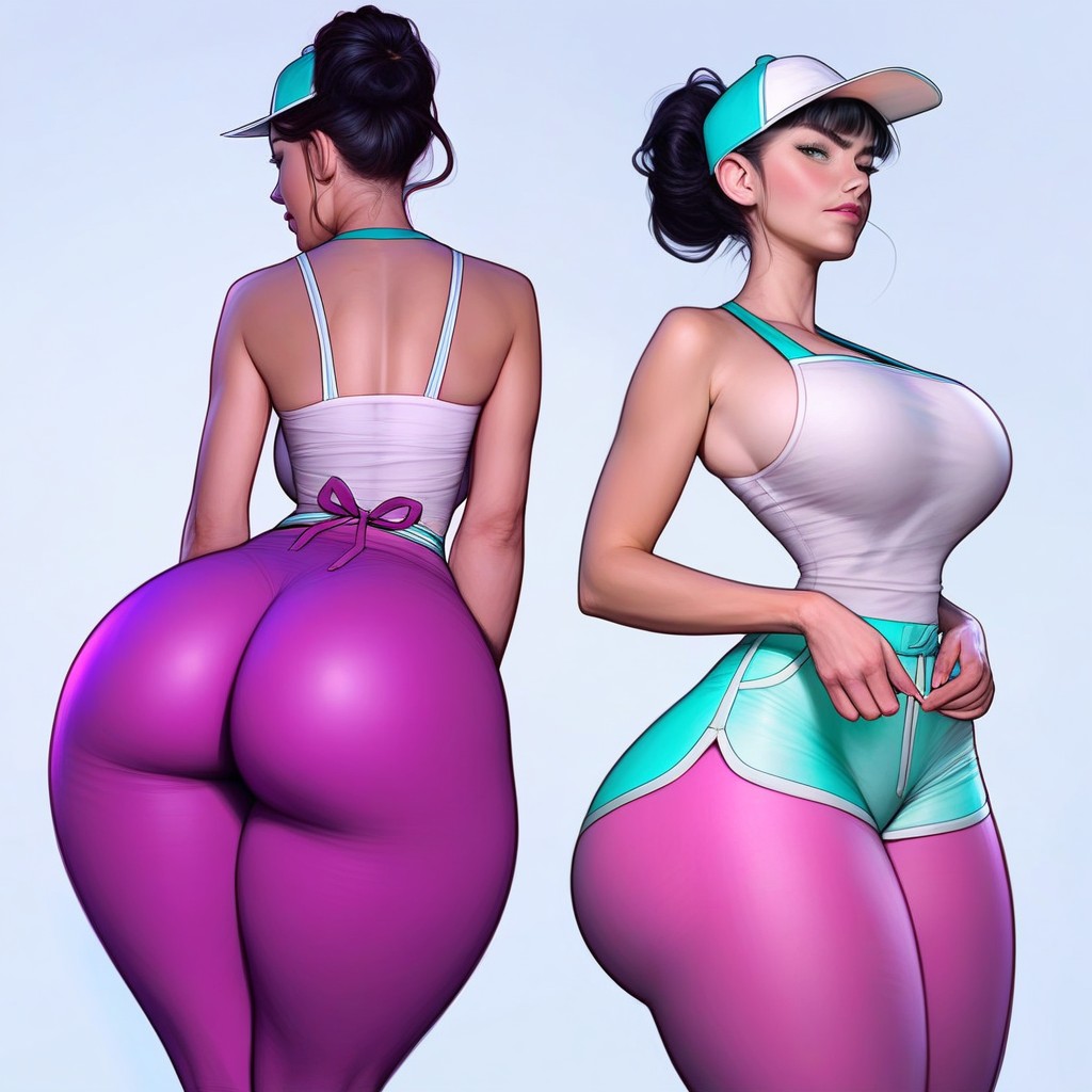 Big Firm Round Buttocks, Tank Top, Hourglass Figure AI Porn