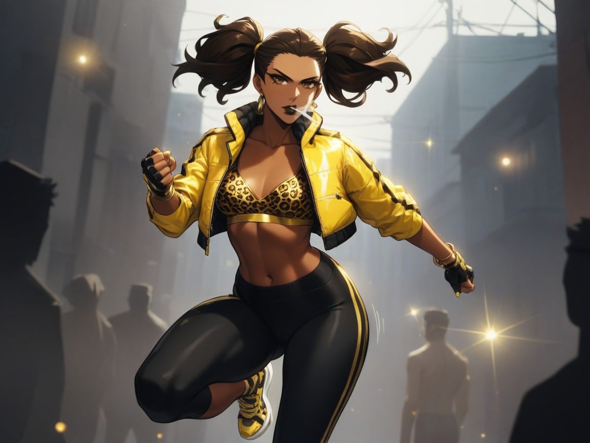 Gold Silk Jacket, Brown Eyes, Vibrant Saturated Colors Hentai AI Porn