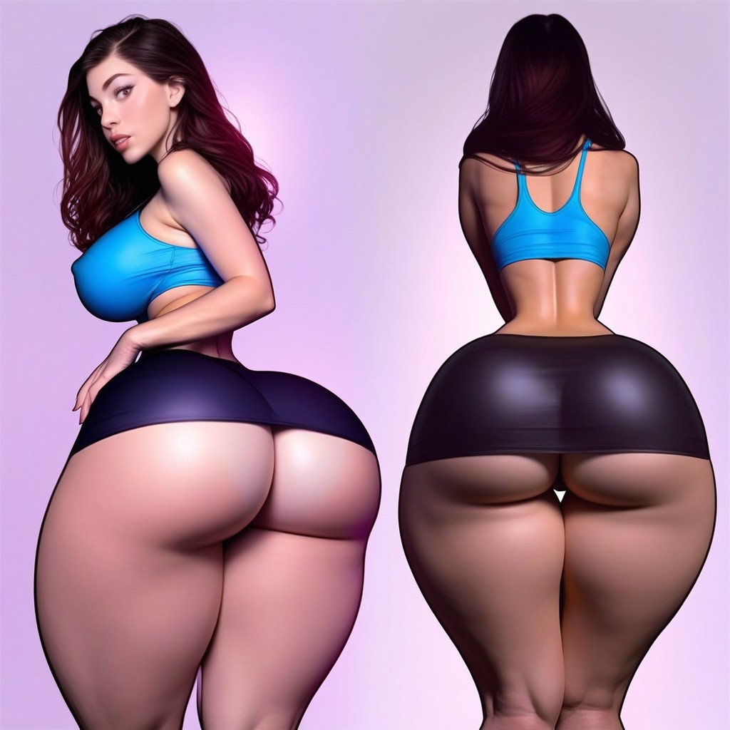 Mini Skirt, Ultra Gluteal Cleft, Big Breasts AI Porn