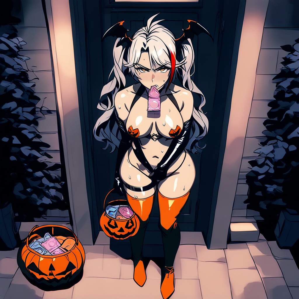 Prinz Eugen From Azur Lane, Dildo In Halloween Bucket, Hyper Detailed Hentai AI Porn