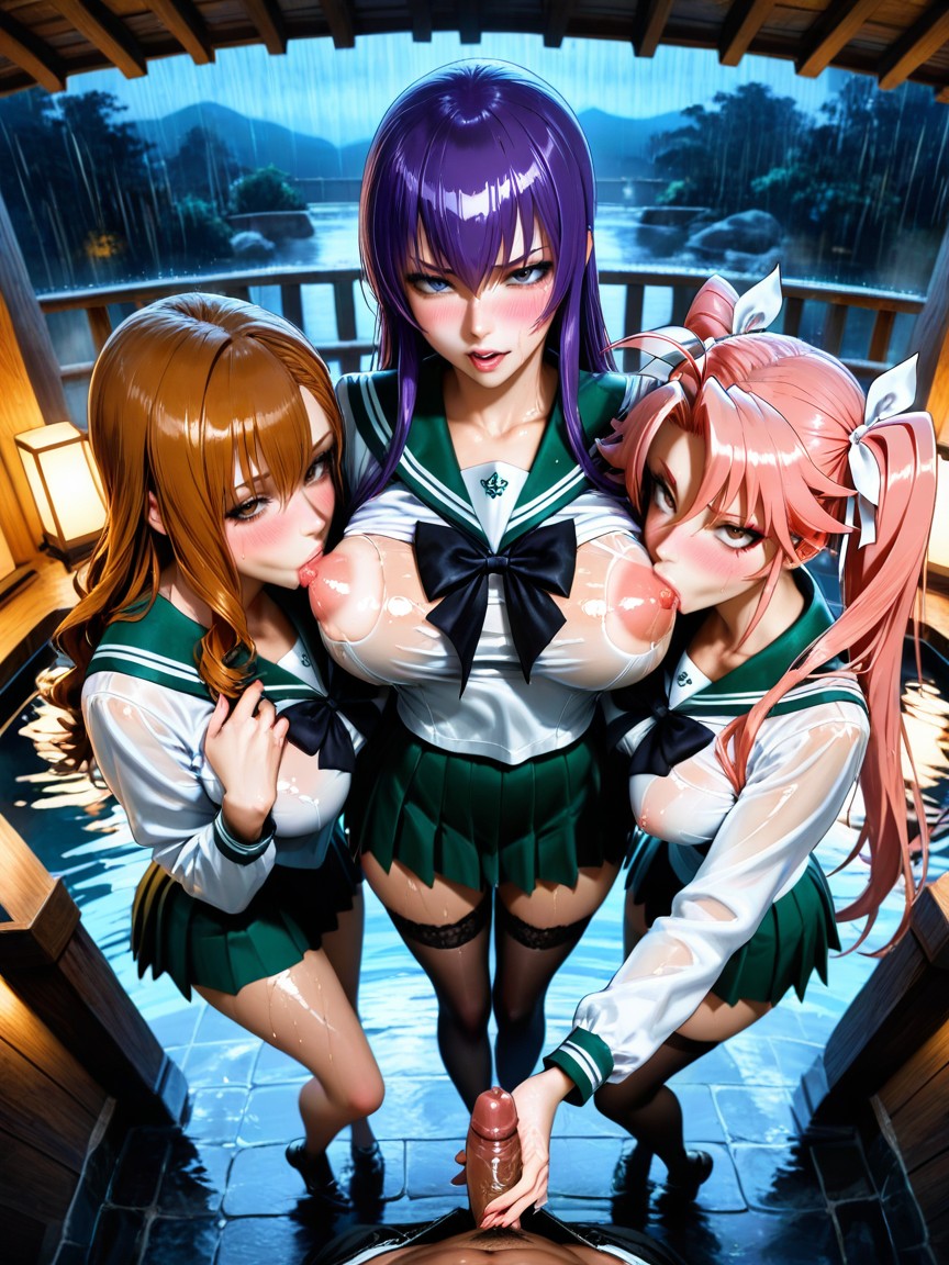 Very Long Green Pleated Skirt, Cinematic, Realistic Hair Hentai AI Porn
