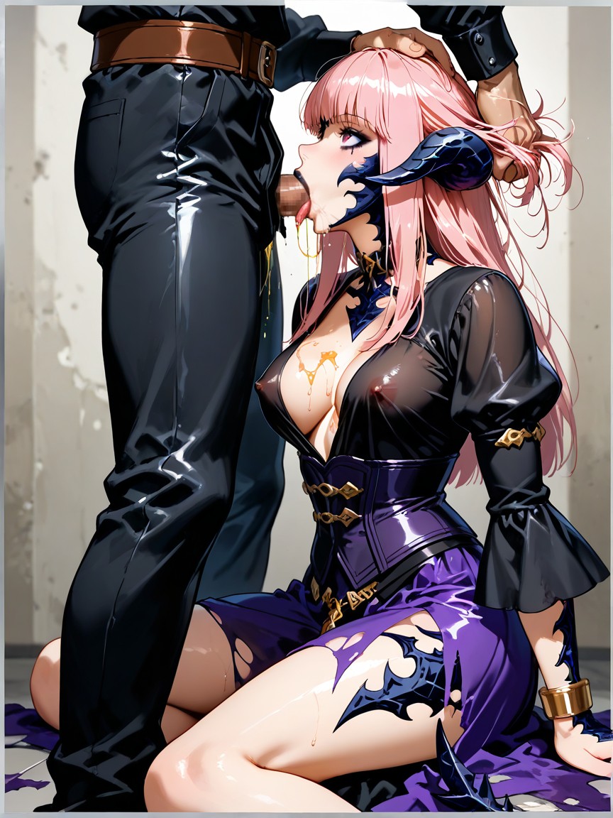 Black Lips Meakup, Man Take Hair For Push Her Head On Cock, Oil Hair Hentai AI Porn