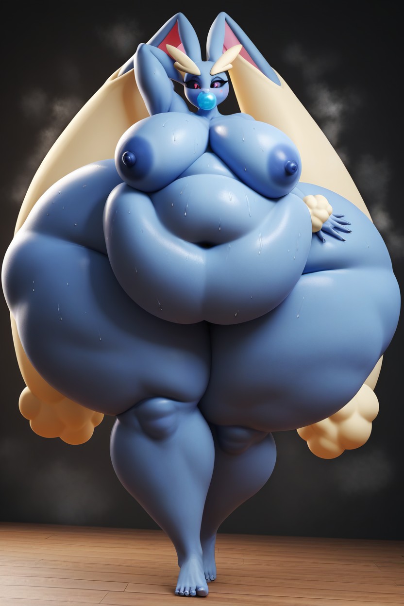 Sweating, Nude, Growing Thighs Furry AI Porn