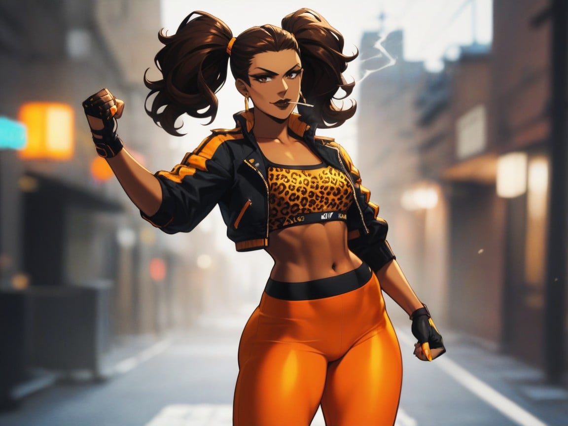 Sharp Lines And Edges, Vibrant Saturated Colors, Sharp Brown Feline Eyes Hentai AI Porn