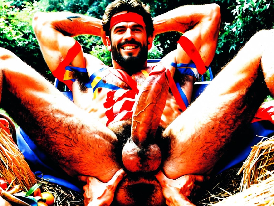 Smooth Fit Abs And Chest, Big Hairy Testicles Dropping Low, Cinematic AI Gay Porn