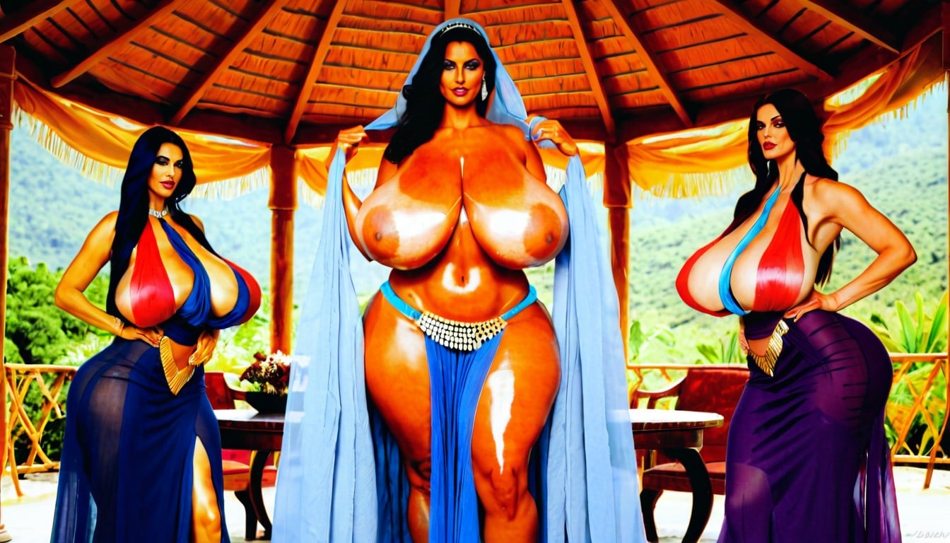 Hyper Colossal Breasts, Milf Standing In A Gazebo, Harén Porno IA