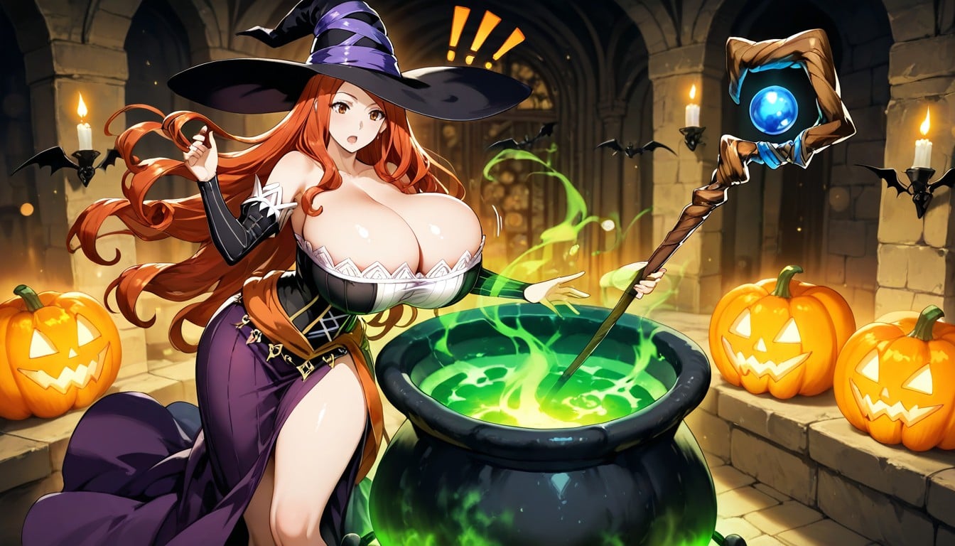 Vanillaware-inspired, Glowing Pumpkin Runes, Ornate Shading Hentai AI Porn