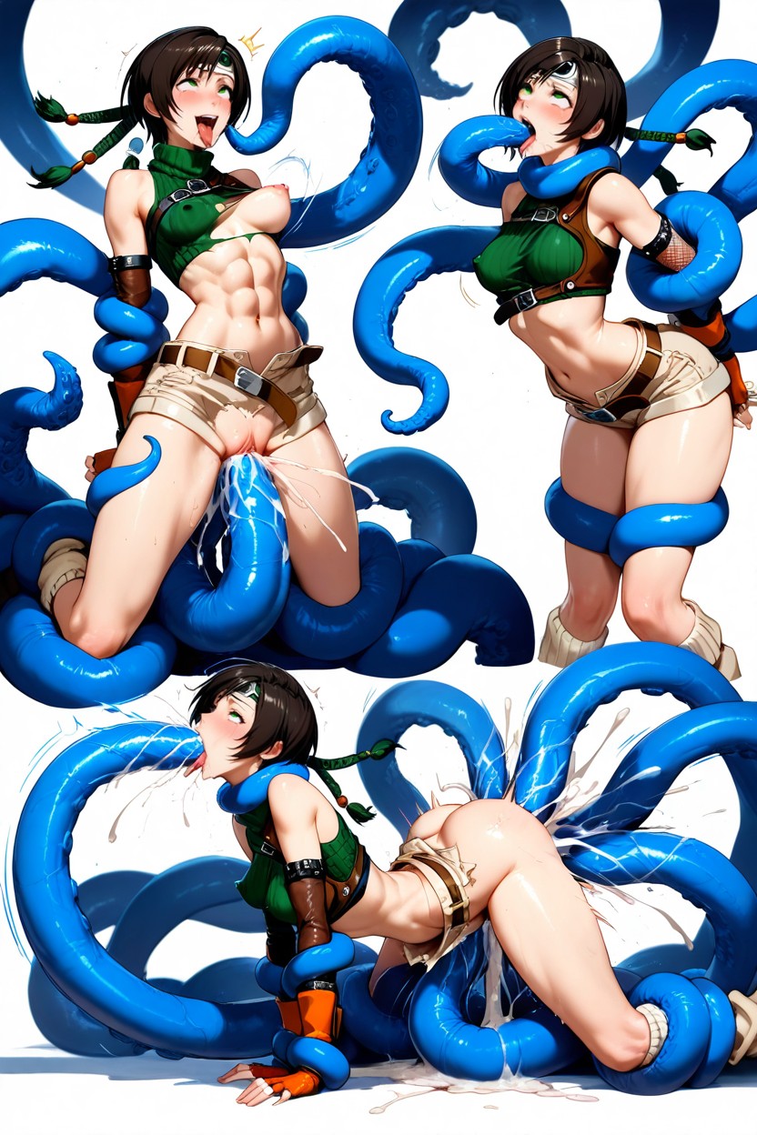 Insanely Massive Tentacules, Deep Thrust, Green Sleeveless Battle Outfit With Khaki Belts And Gloves Hentai AI Porn