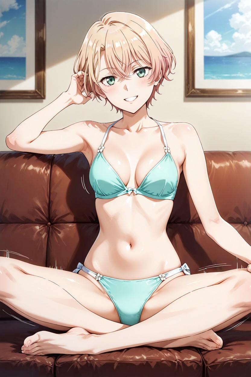 Grinning, Woman, Small Breasts Hentai AI Porn