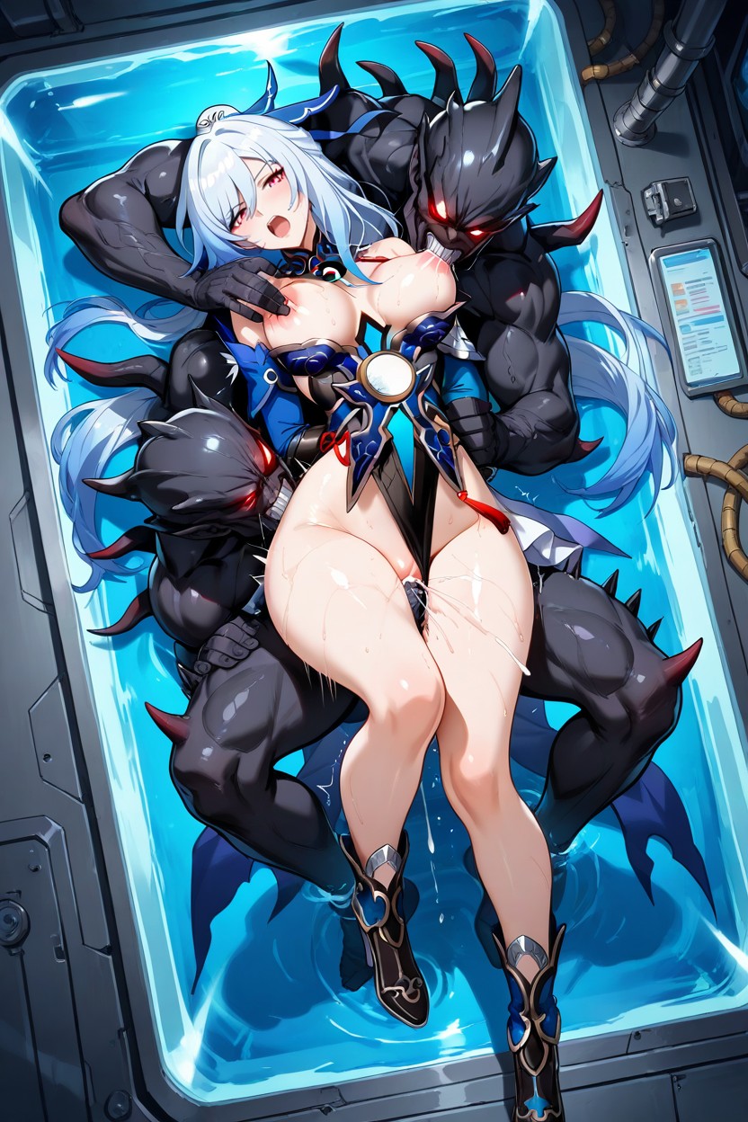 Laying, Crop Top, Orgasm Hentai AI Porn