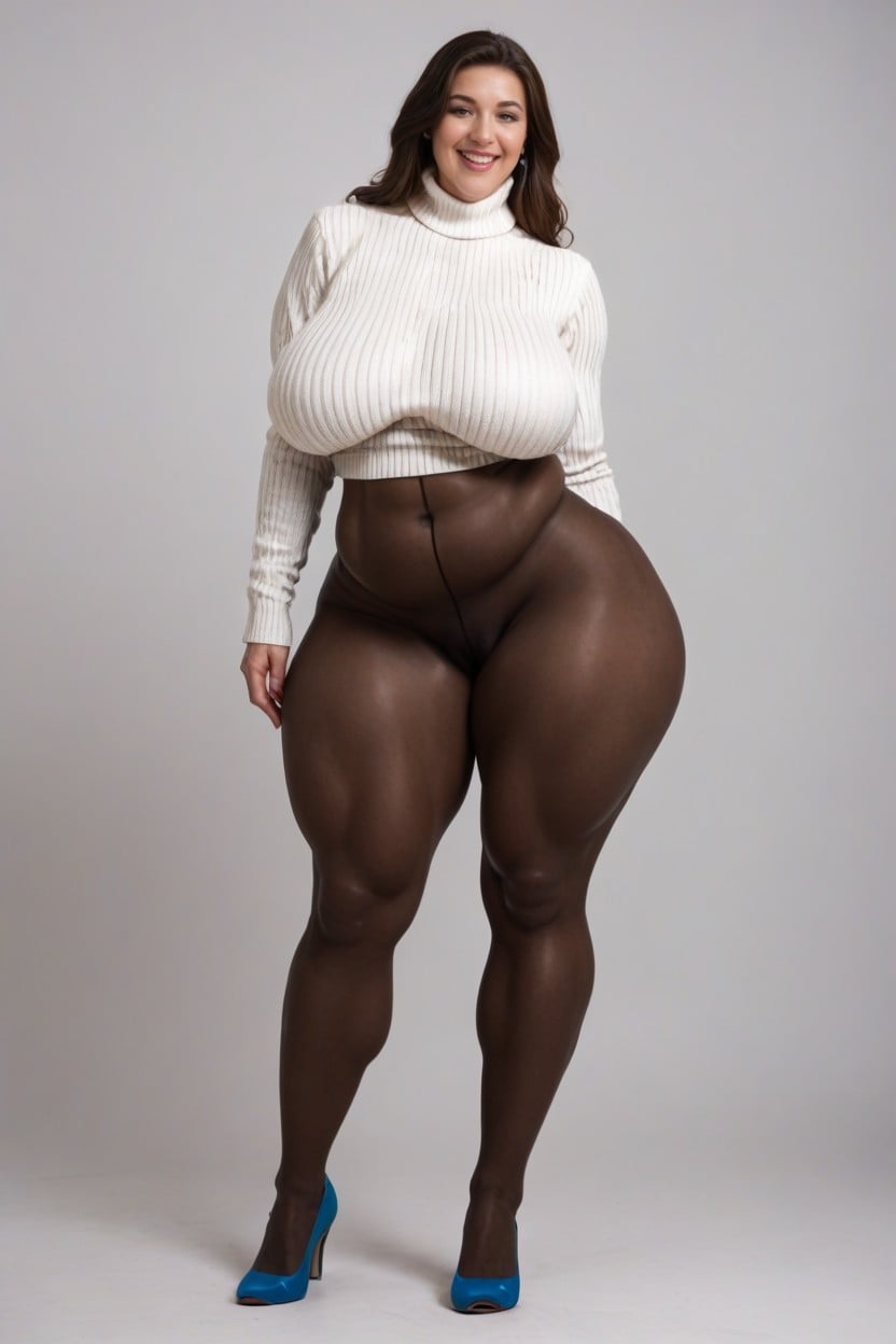 Thick Calf, Dark Pantyhose, Super Thick Thighs AI Porn